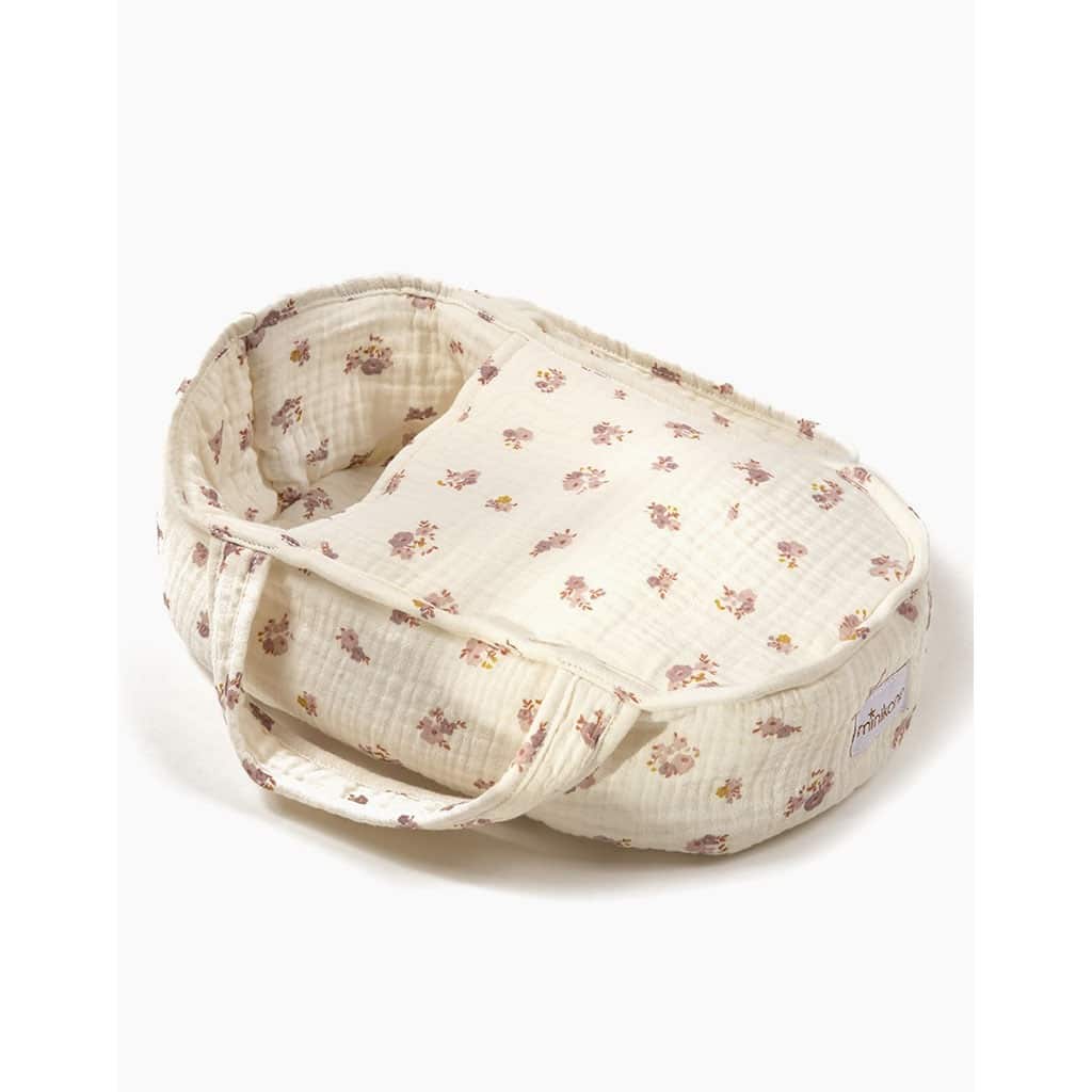 Couffin pour poupées babies au motif petites fleurs de la marque minikane