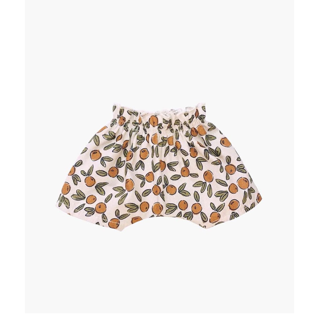 Short lili au motif fleurs oranger pour poupées gordis de la marque minikane