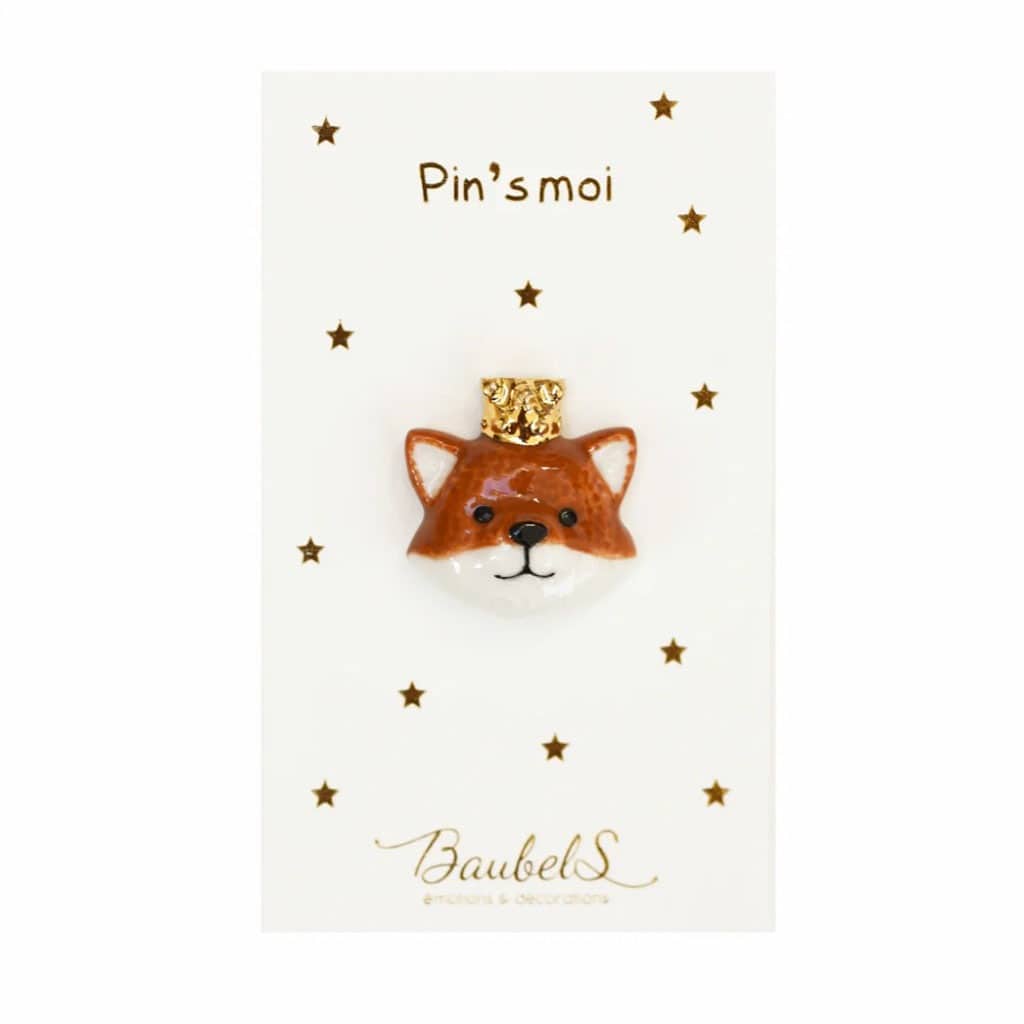 pin's renard fond blanc