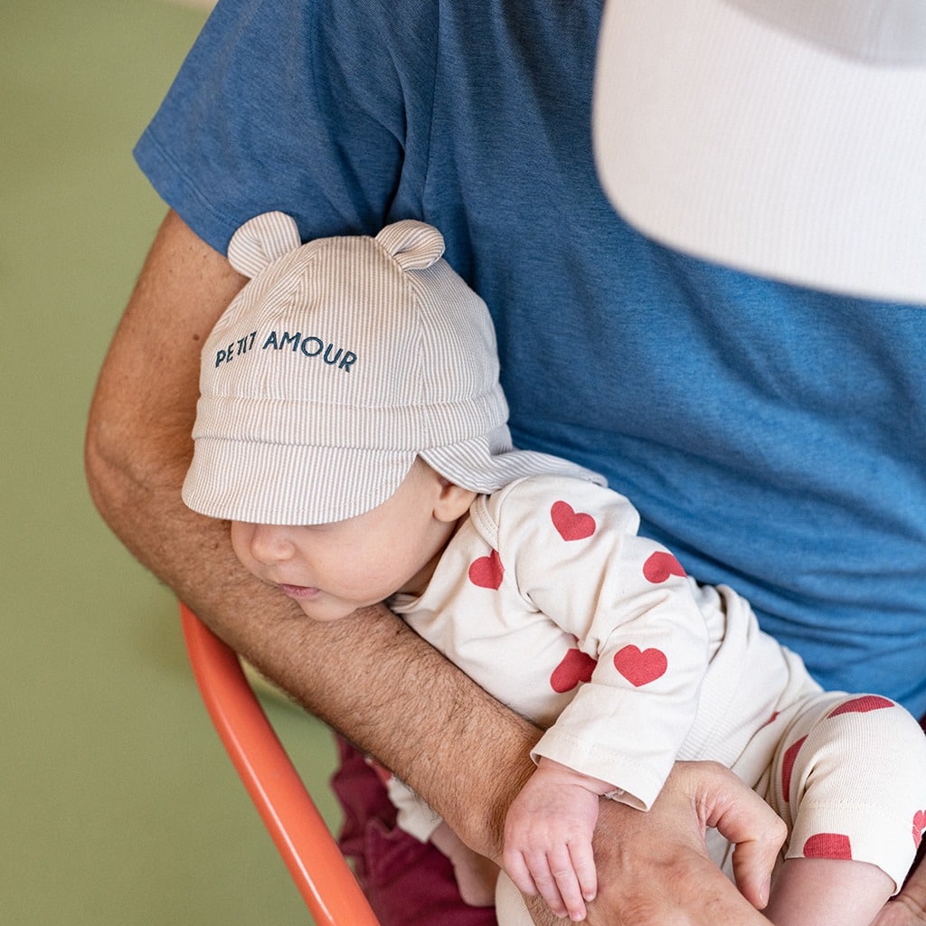 bonnet bébé fille, coeur rouge 43/45 3-6 mois