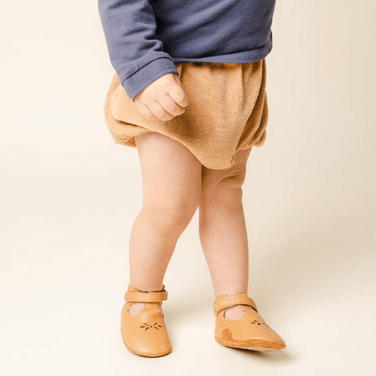 Chaussons "basile" de couleur camel deux bouts