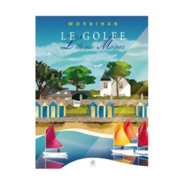 affiche l'île aux moines du golfe vue de face sur fond blanc