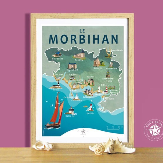 affiche de la carte du Morbihan, ambiance