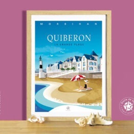 affiche de la grande plage de Quiberon, ambiance