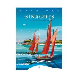 affiche Sinagots des voiles sur le golfe vue de face sur fond blanc