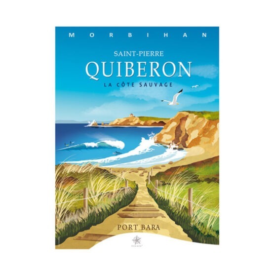 carte côte sauvage de Quiberon, vue de face sur fond blanc