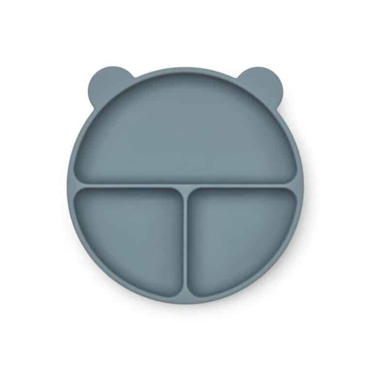 assiette plate avec compartiments bleu océan liewood