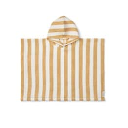 poncho paco rayures jaune liewood vue de face sur fond blanc