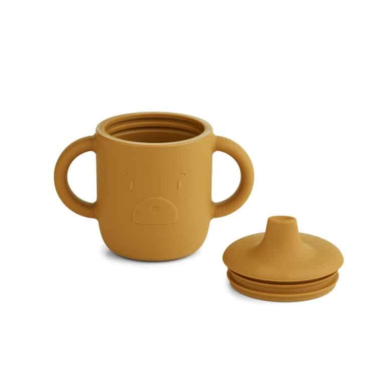 Tasse en silicone caramel avec un ours de la marque liewood