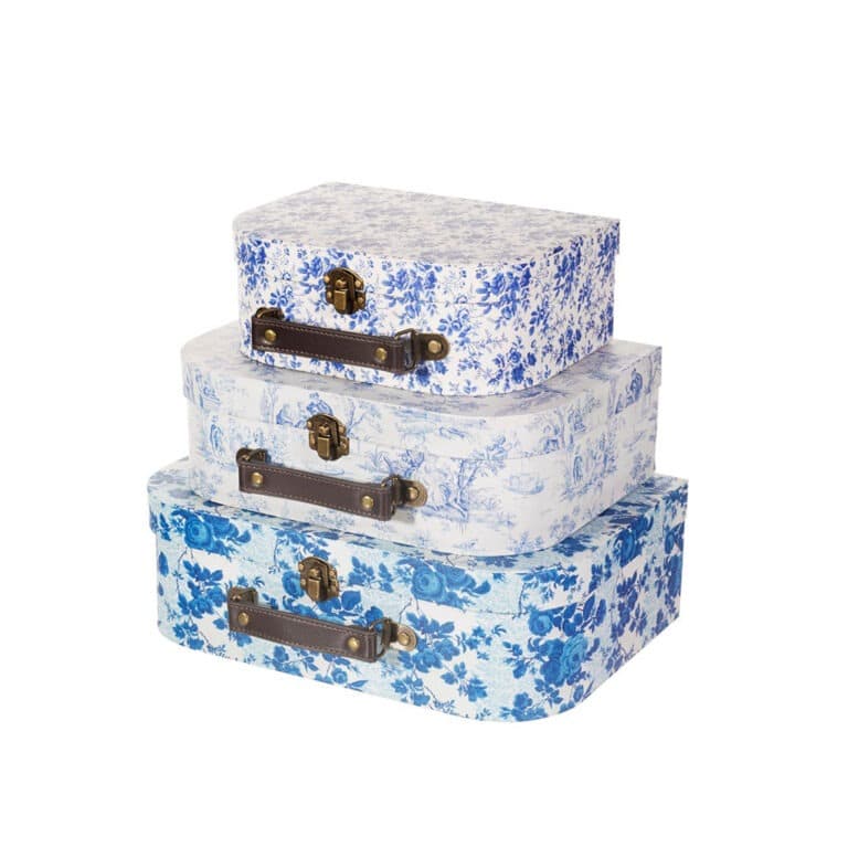 Valisette fleurs blanches et bleues sass&belle