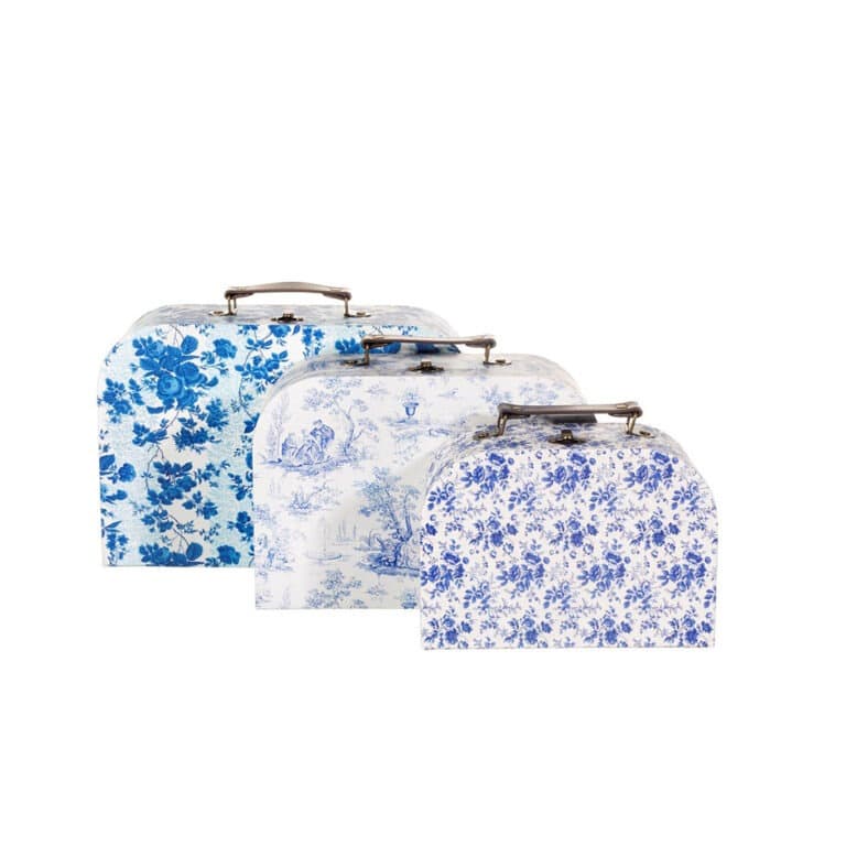 Valisette fleurs blanches et bleues sass&belle