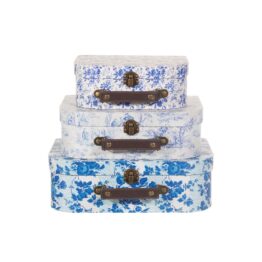Valisette fleurs blanches et bleues sass&belle