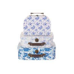 Valisette fleurs blanches et bleues sass&belle