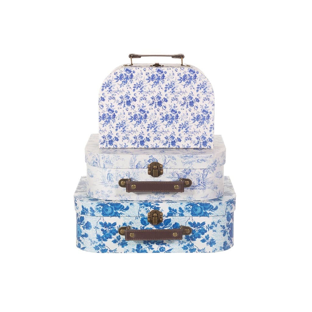 Valisette fleurs blanches et bleues sass&belle