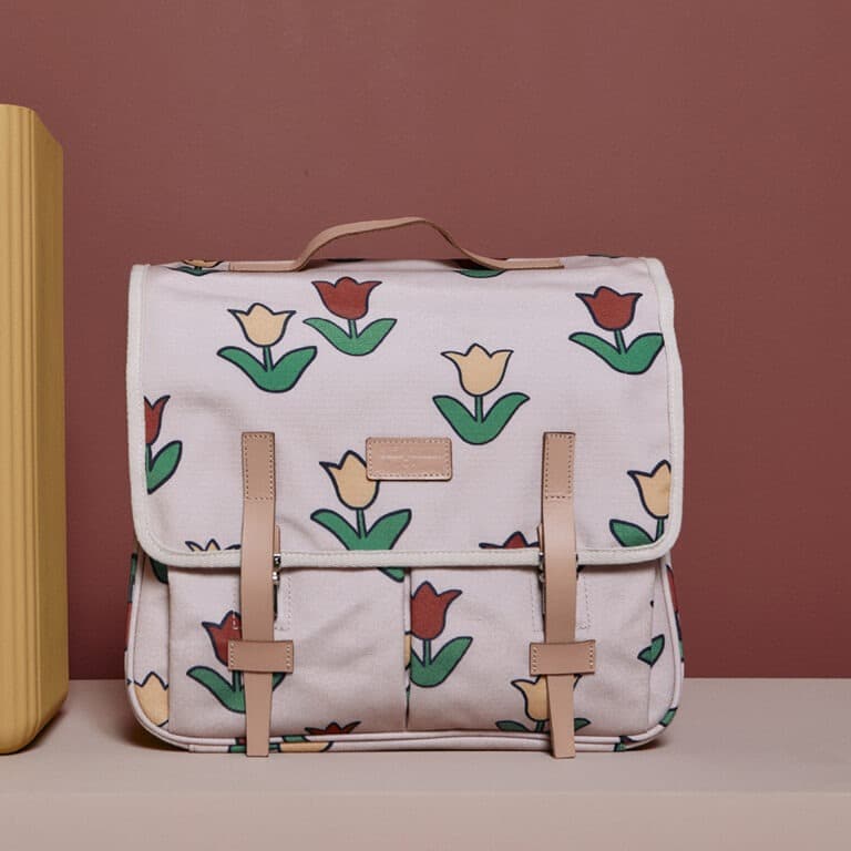Un cartable au motif "tulipes" de la marque jojo factory
