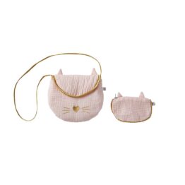 Sac bandoulière porte monnaie chat blush