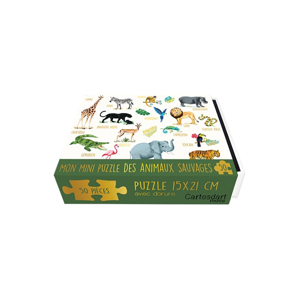 Puzzle de 50 pièces animaux sauvages cartes d'art