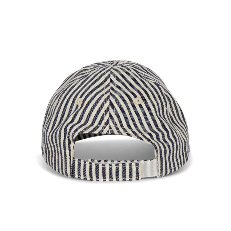 casquette rayé bleu dinosaure vue de dos