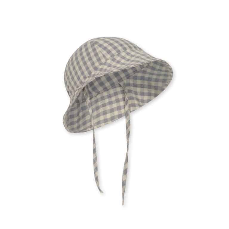 chapeau soleil vichy bleu vue profil