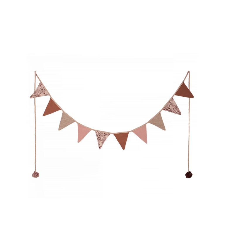 Guirlande de 10 fanions rose maileg sur fond blanc