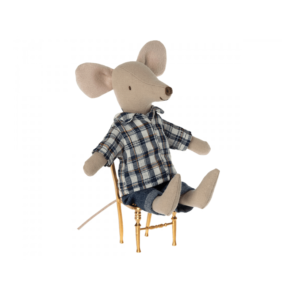 Souris papa maileg avec chemise à carreaux et jean