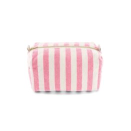 Une grande trousse de toilette à rayures rose et blanc rose in april