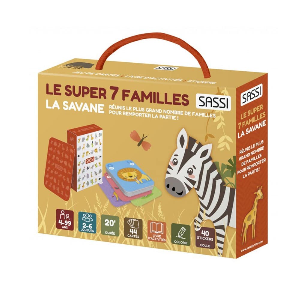 jeu de 7 familles animaux de la savane sassi junior