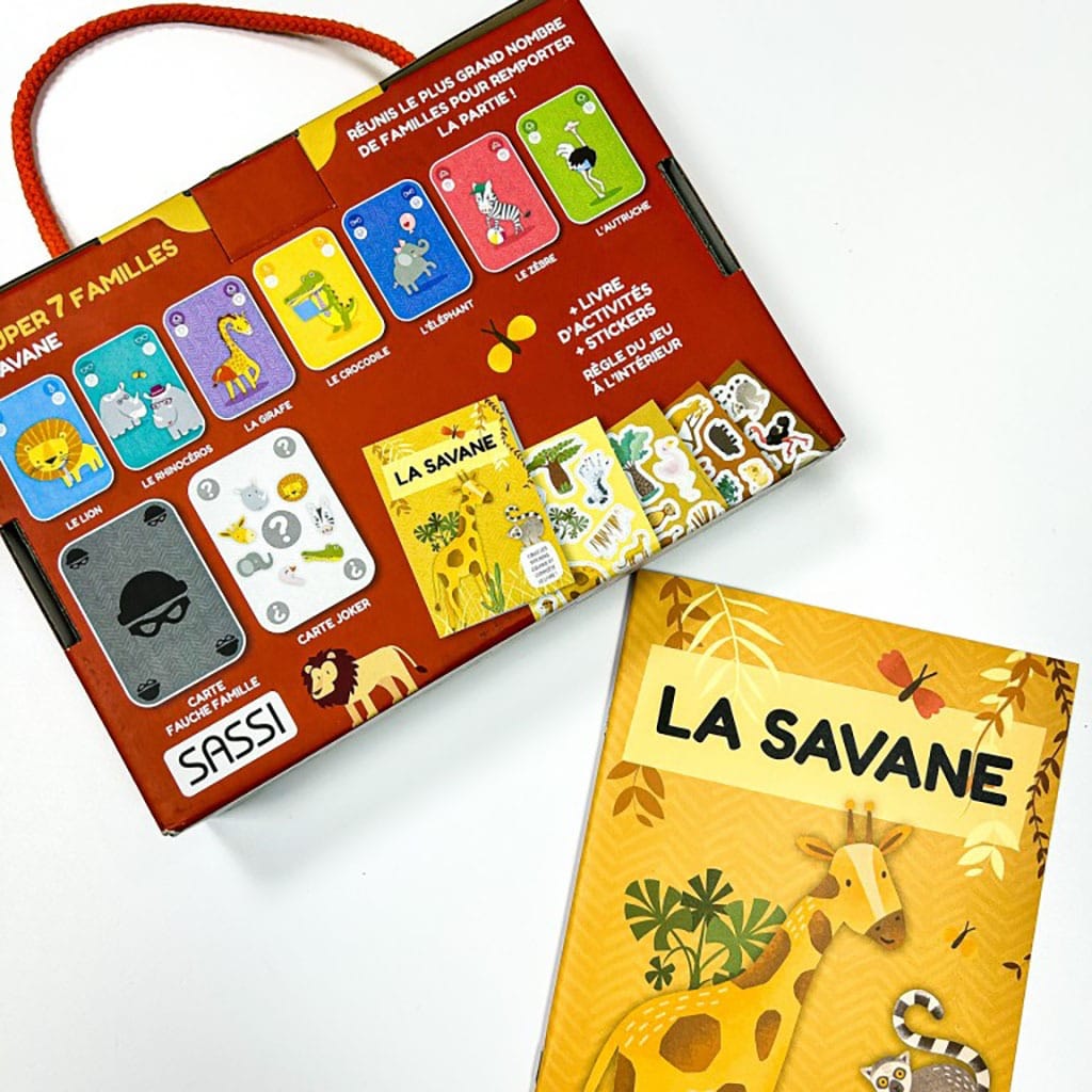 jeu de 7 familles animaux de la savane sassi junior