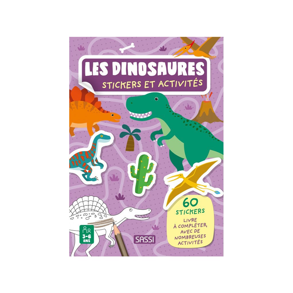 livre stickers activités dinosaures sassi junior