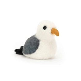 un mini doudou mouette, vue de face sur fond blanc