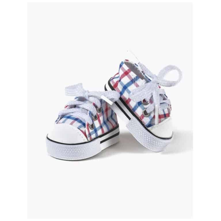 basket komvers carreaux bleu et rouge, vue de face sur fond blanc