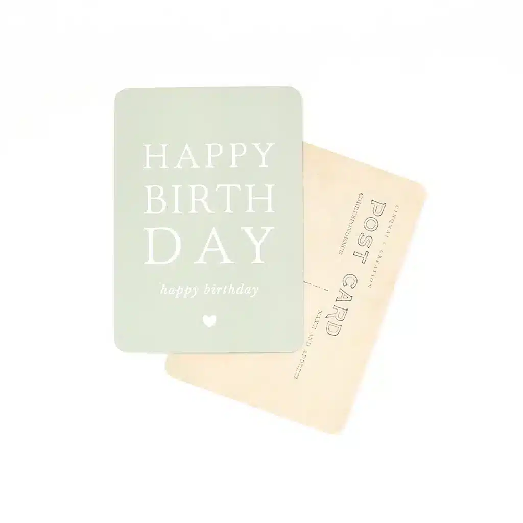 carte happy birthday vert amande cinq mai fond blanc