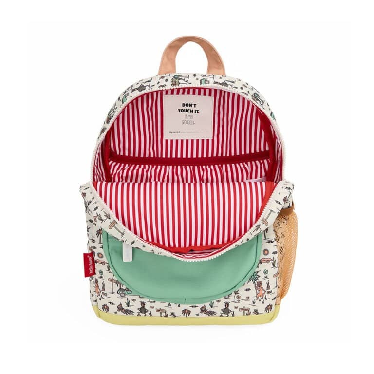 sac à dos "Jungly" de la marque Hello Hossy, vue sur l'intérieure sur fond blanc