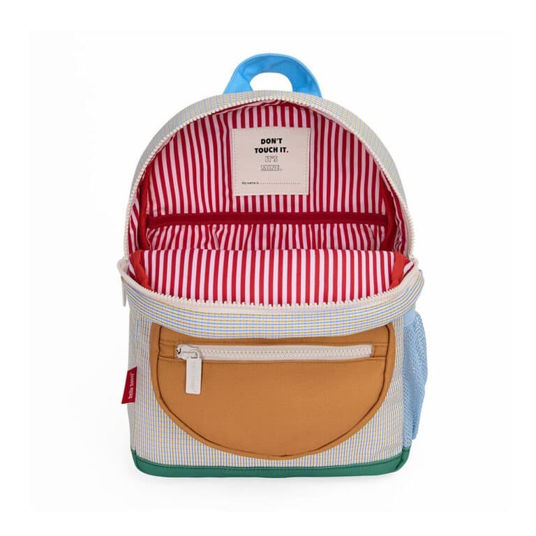 sac à dos Vichy de la marque Hello Hossy, vue de l'intérieure sur fond blanc