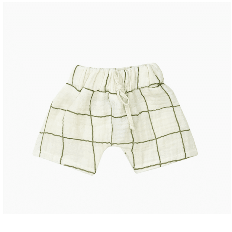 un caleçon vito en double gaze de coton à carreaux, vue de face sur fond blanc