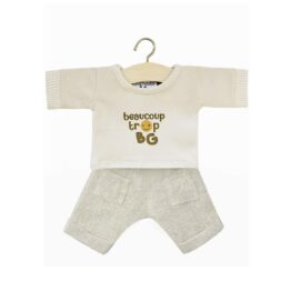 ensemble t-shirt jean en lin, vue de face sur fond blanc