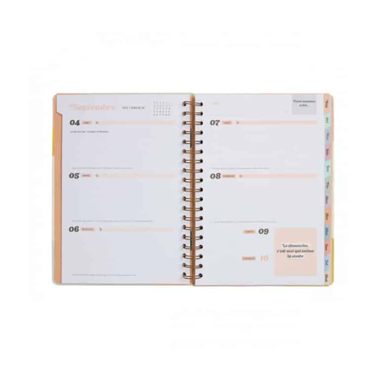 Agenda semainier de la marque mr wonderful sur fond blanc