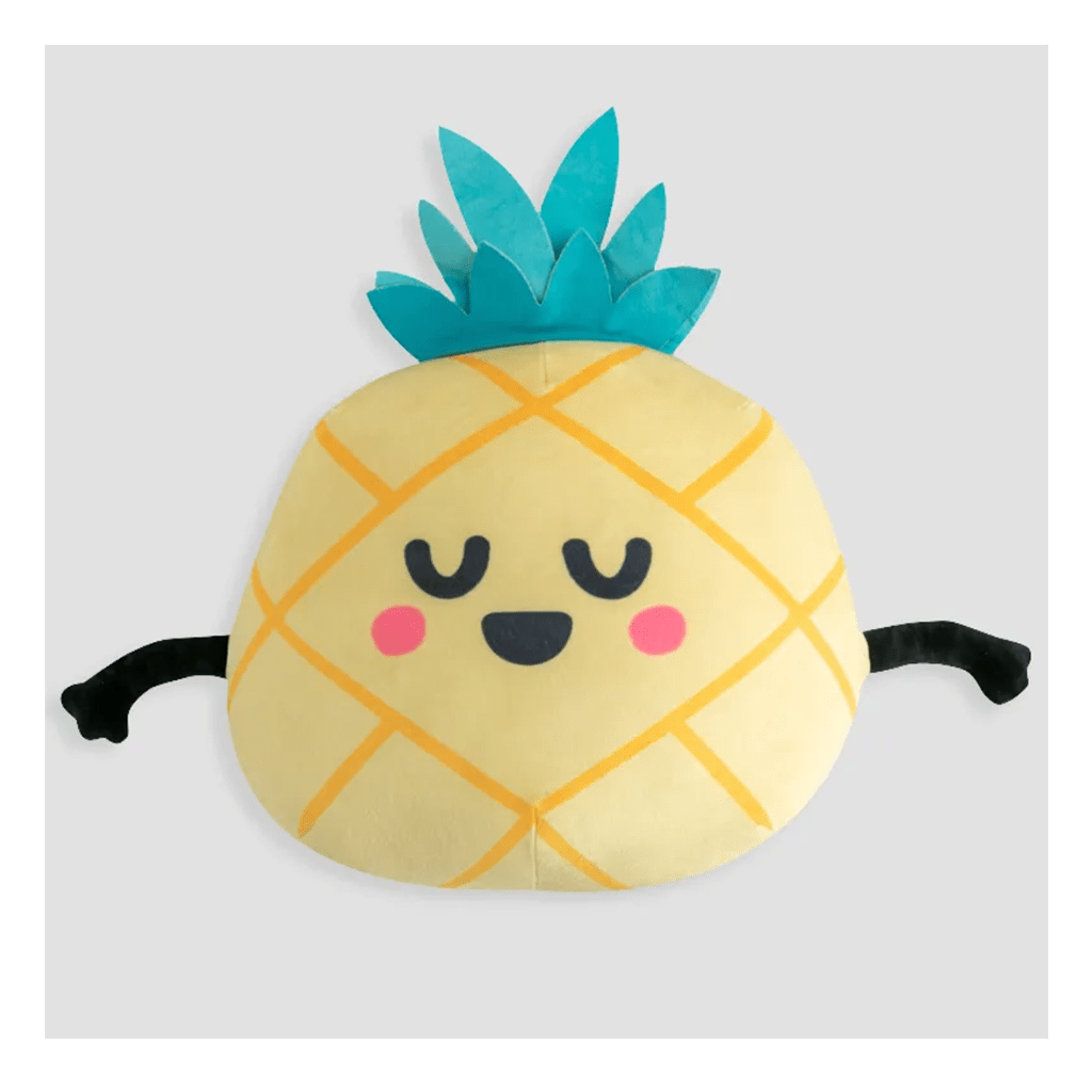 un coussin tout doux et moelleux ananas, vue de face sur fond blanc