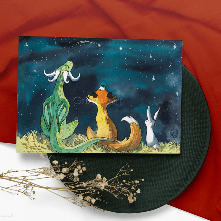 affiche A3 nuit étoilé grizzly art photo ambiance