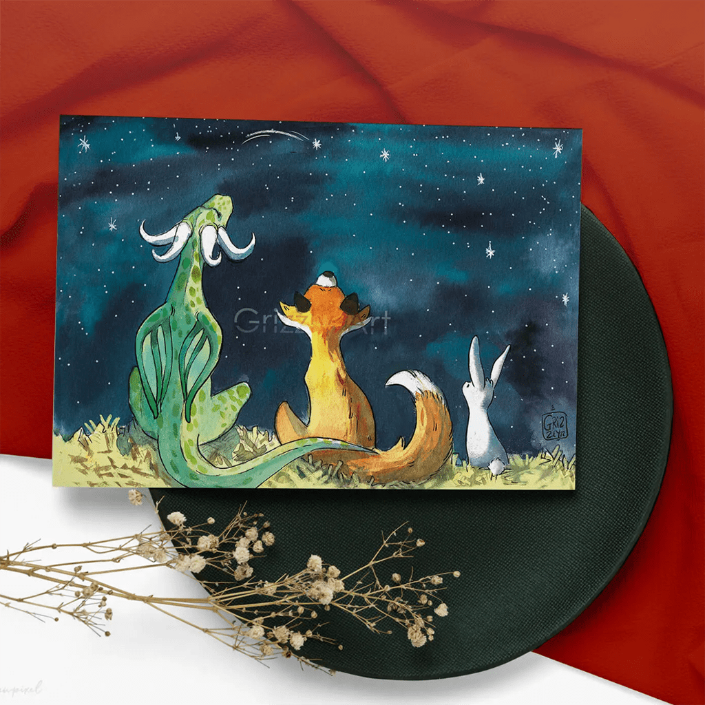 affiche A3 nuit étoilé grizzly art photo ambiance