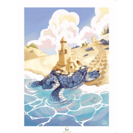 affiche tortue grizzly art sur fond blanc