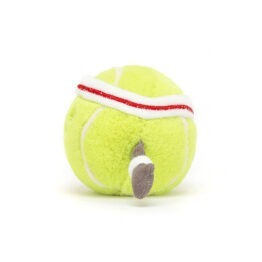 doudou balle de tennis, vue de côté sur fond blanc