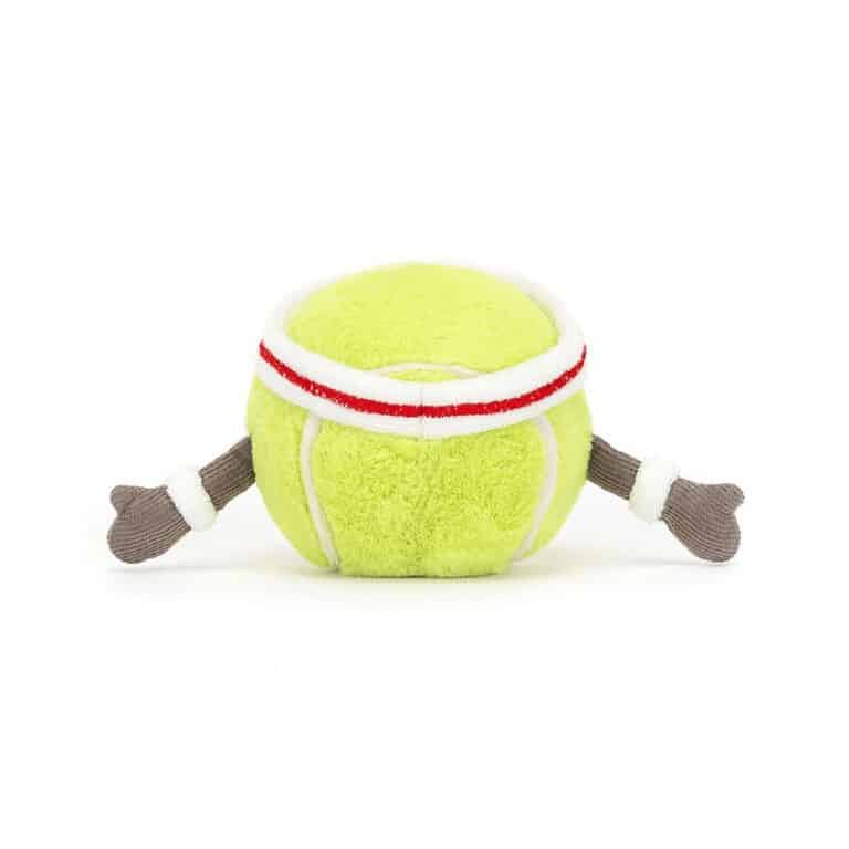 doudou balle de tennis, vue de derrière sur fond blanc