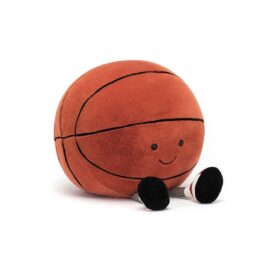 doudou ballon de basket, vue de face sur fond blanc