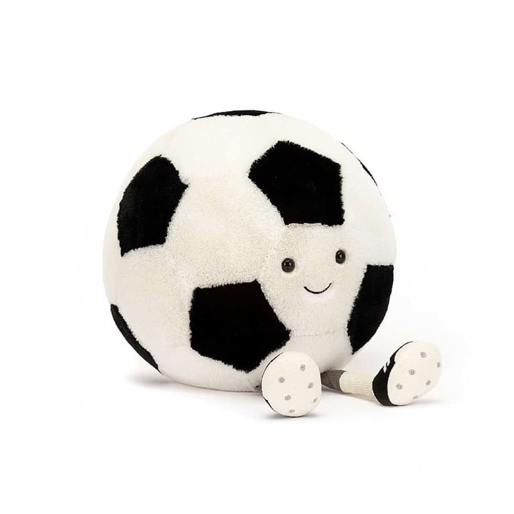 doudou ballon de foot, vue de face sur fond blanc