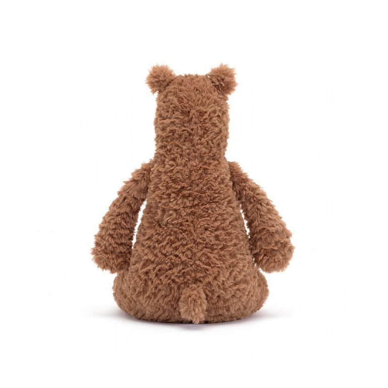 doudou Enzo l'ours, vue de dos sur fond blanc