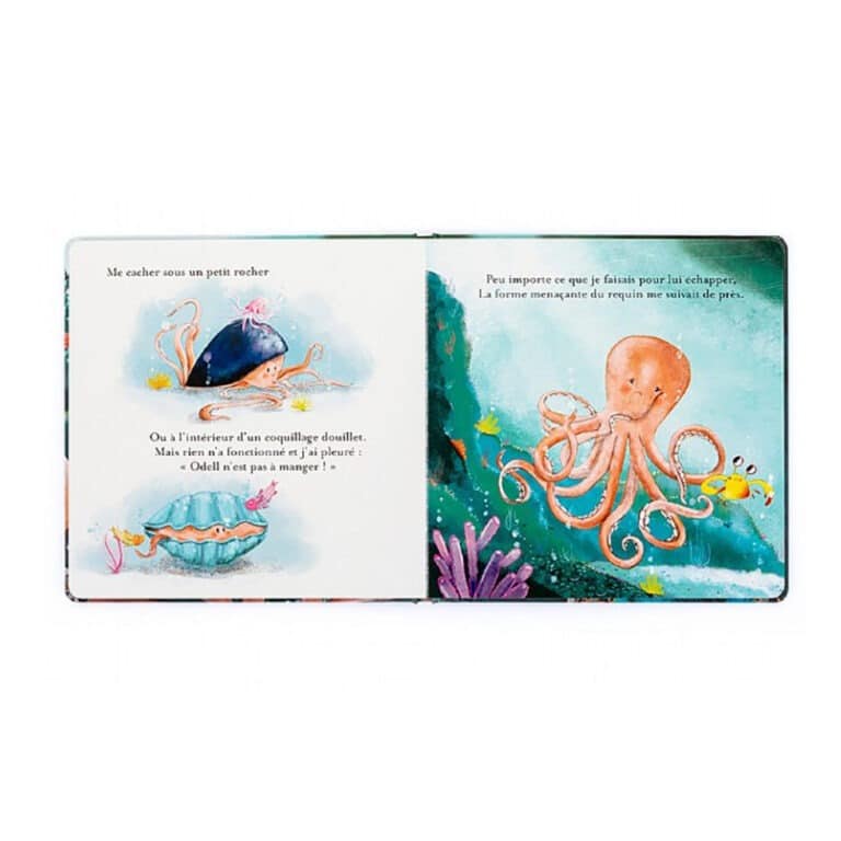 livre odell la pieuvre, ouvert sur fond blanc