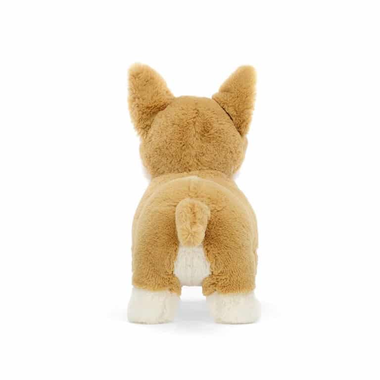 Petit chien corgi jellycat sur fond blanc