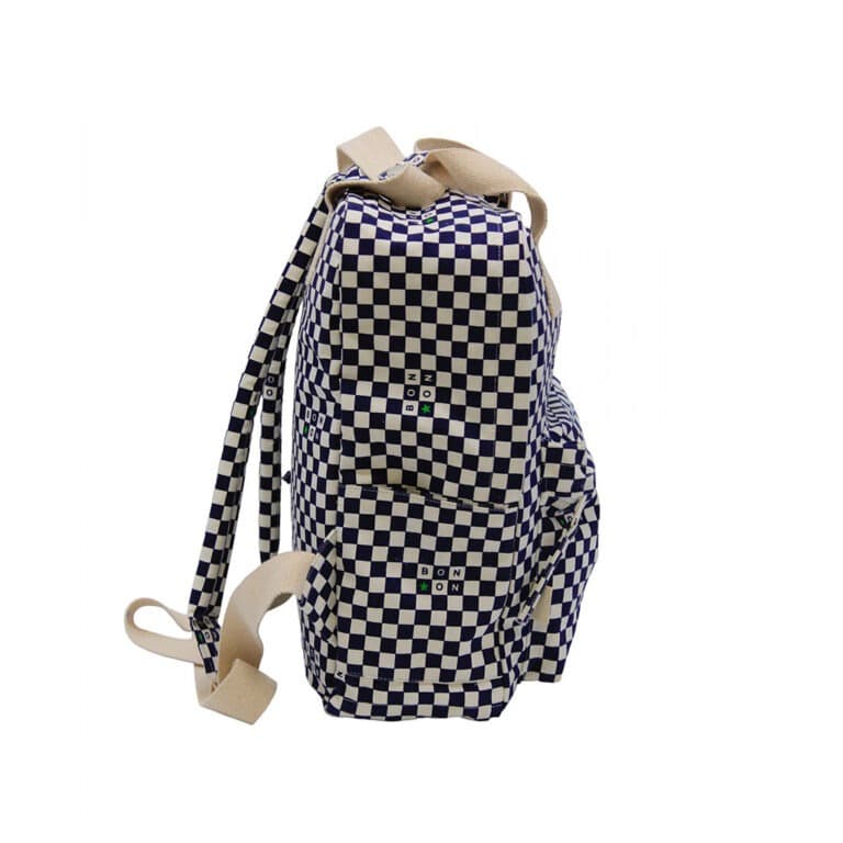 sac à dos bonton damier sur fond blanc