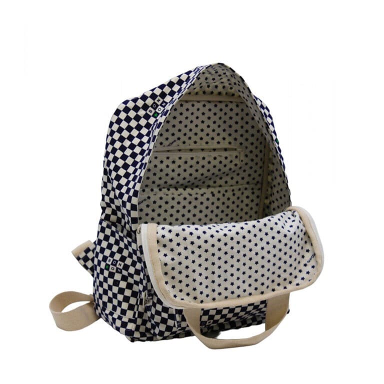 sac à dos bonton damier sur fond blanc